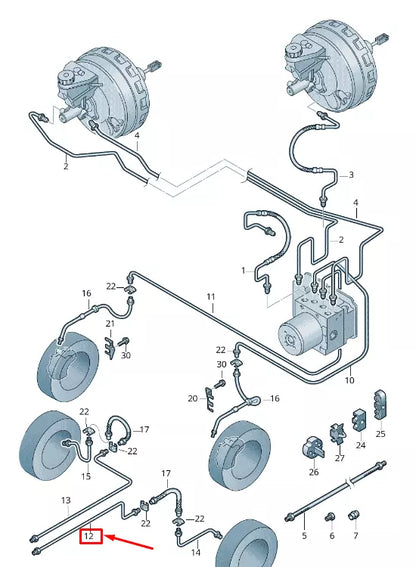 NEW VW AMAROK 2H BRAKE PIPE FROM HYDRAULIC TO BRAKE HOSE 2H0614721B