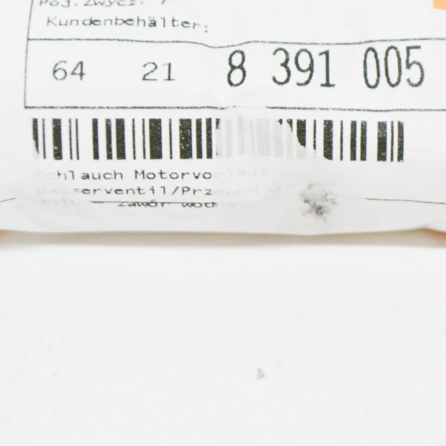 NEW BMW 5 E39 HOSE FOR ENGINE INLET AND HEATER CONTROL 64218391005 ORIGINAL