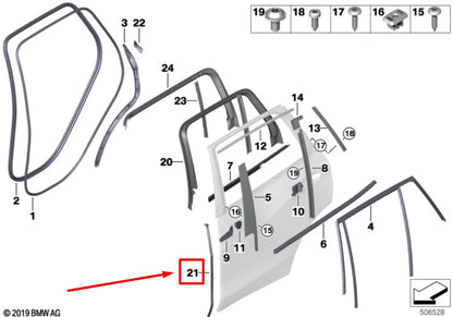 NEW BMW X7 G07 LEFT B-PILLAR JOINT SEAL 7428705 51767428705 ORIGINAL