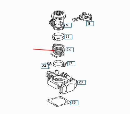 NEW MERCEDES-BENZ S-CLASS W140 AIR MASS METER HOSE A1191410167 400SEL ORIGINAL