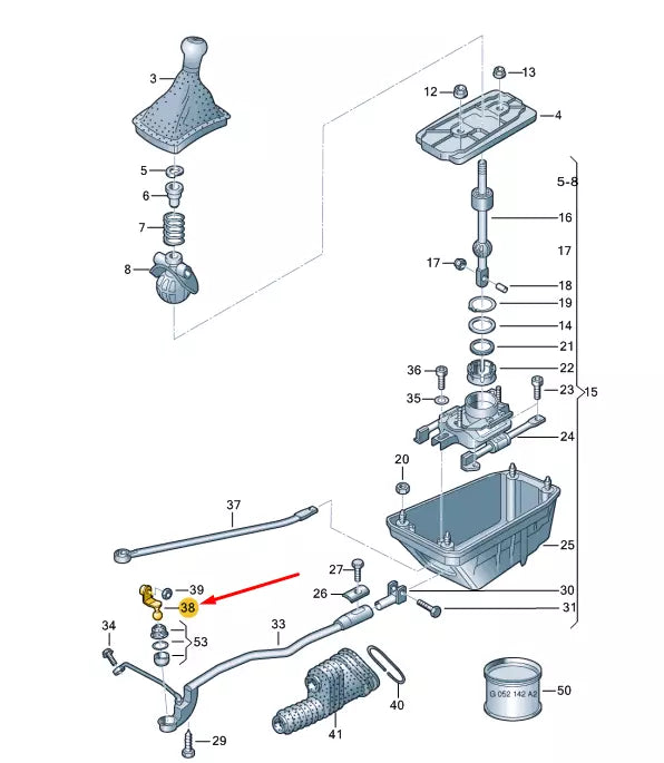 NEW VOLKSWAGEN PASSAT B5 GEARSHIFT LEVER 8D0711181C