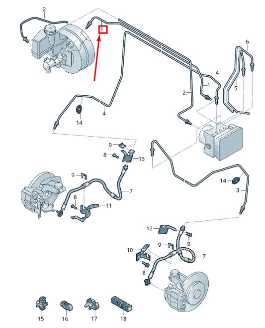 NEW VOLKSWAGEN TIGUAN AD1 BRAKE LINE 5QN614739A