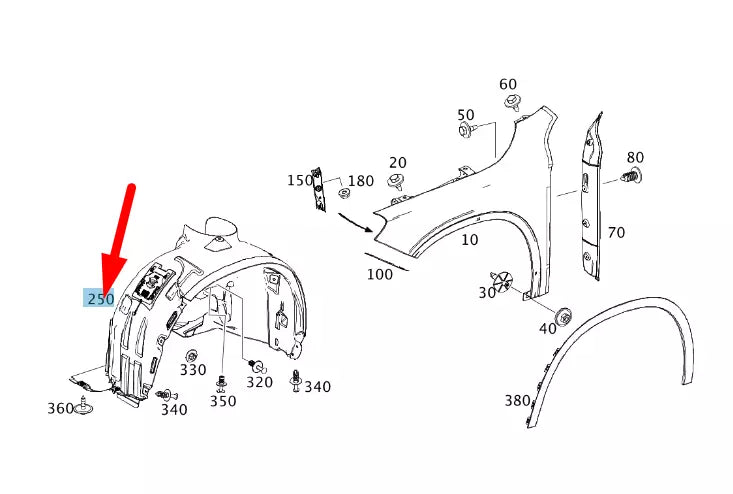 NEW MERCEDES-BENZ GLA X156 FRONT RIGHT WHEEL HOUSING LINER A1566900030 ORIGINAL