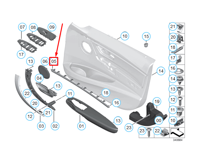 new bmw 3 f30 interior front right door trim molding 51417393490 7393490