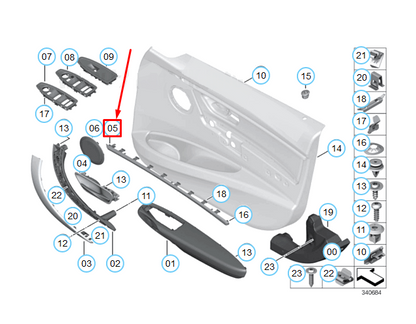 new bmw 3 f30 interior front right door trim molding 51417393490 7393490