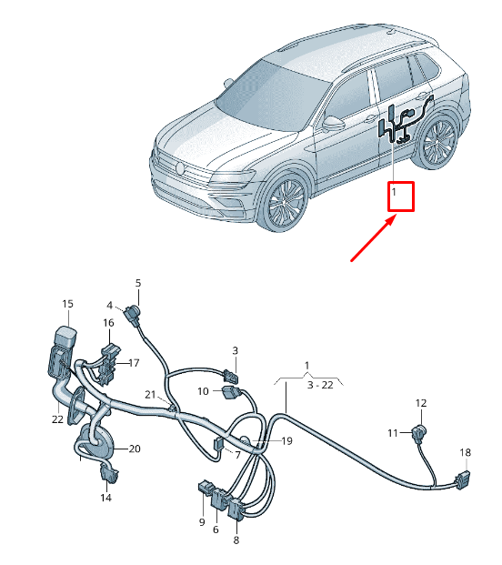 new skoda kodiaq ns rear left door wiring 565971693r original