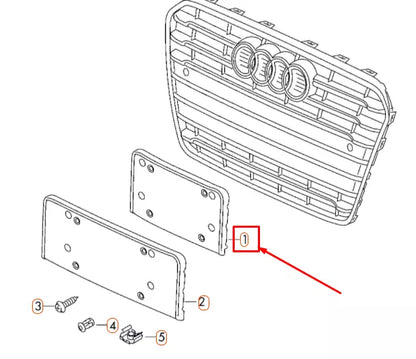 NEW AUDI A5 8T FRONT LICENCE PLATE HOLDER 8T0807285E1RR ORIGINAL