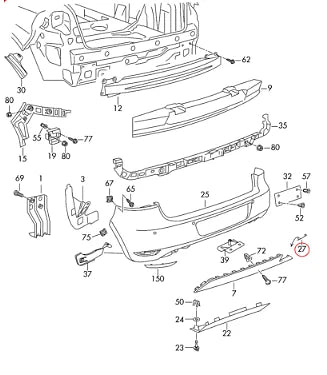 NEW VW GOLF MK6 GTI REAR BUMPER TOW HOOK EYE CAP COVER 5K6807441C 9B9 ORIGINAL