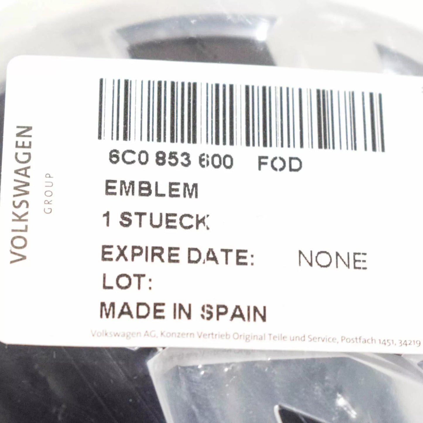 NEW VOLKSWAGEN POLO 6R FRONT EMBLEM BADGE 6C0853600FOD