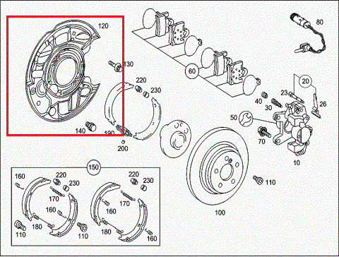 new mercedes-benz c w203 rear right brake disc cover plate a2034230420 original