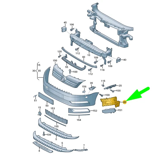 NEW VW PASSAT B7 FRONT RIGHT BUMPER GUIDE PIECE R-LINE 3AA807178B ORIGINAL