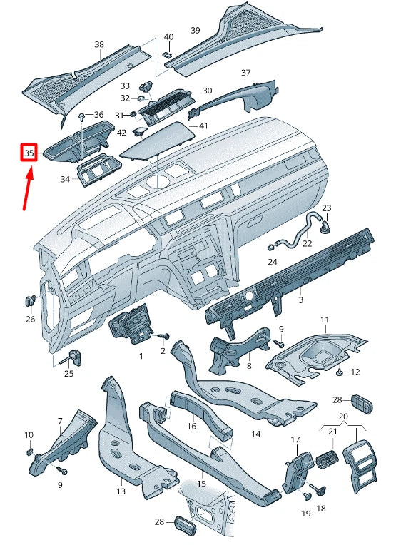 NEW VW ARTEON 3H7 DASHBOARD VENT INTERMEDIATE PIECE RHD 3G2819063A