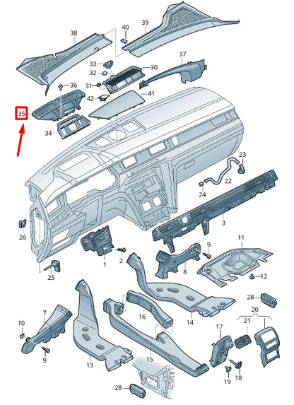 NEW VW ARTEON 3H7 DASHBOARD VENT INTERMEDIATE PIECE RHD 3G2819063A