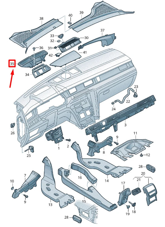NEW VW ARTEON 3H7 DASHBOARD VENT INTERMEDIATE PIECE RHD 3G2819063A