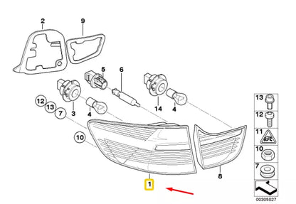 NEW BMW X6 E71 REAR RIGHT OUTER TAILLIGHT LAMP 63217179984 7179984 ORIGINAL