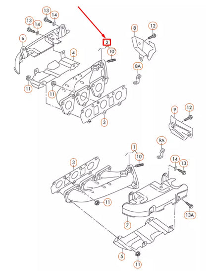 NEW AUDI A6 C6 RIGHT SIDE EXHAUST MANIFOLD 06E253032B ORIGINAL