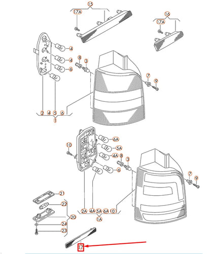 NEW VOLKSWAGEN TRANSPORTER T5 REAR LEFT LIGHT REFLECTOR 7E0945105A