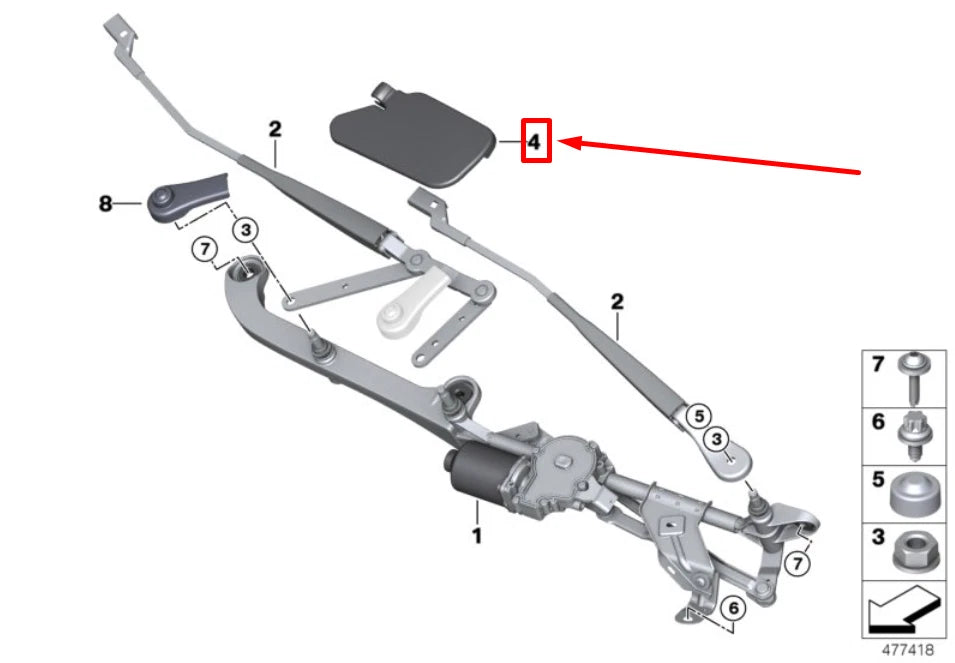 NEW BMW 2 ACTIVE TOURER F45 WIPER ARM COVERING CAP 61617332832 7332832 ORIGINAL