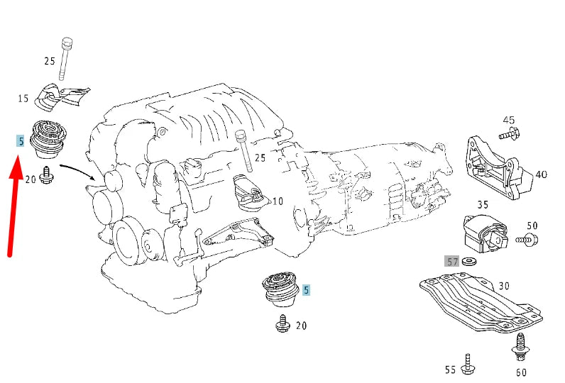 NEW MERCEDES-BENZ S W220 ENGINE MOUNT A2202400617 ORIGINAL