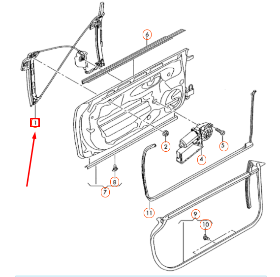 new audi a4 convertible b7 front right door window regulator 8h0837462a original