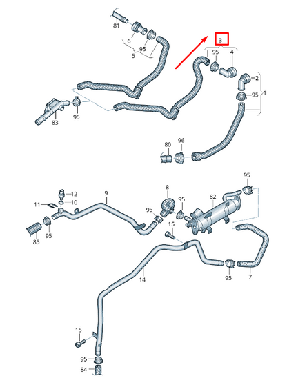 new audi q3 8u engine coolant hose 5n0122157am original