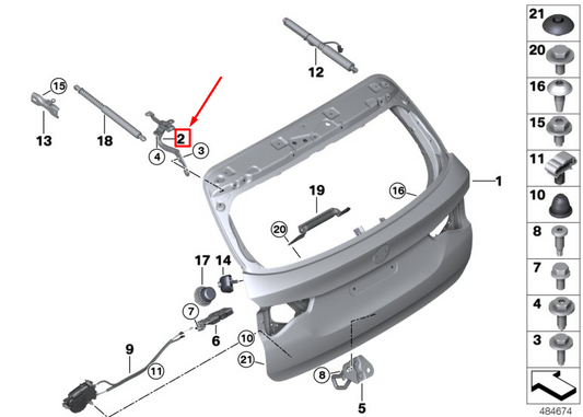 new bmw x3 g01 rear left trunk lid hinge 41007494943 original