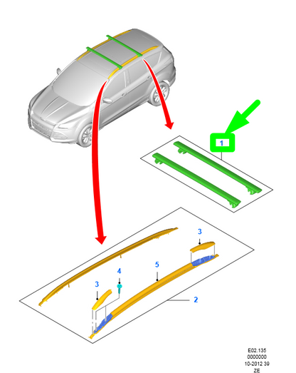 new ford kuga c520 mk2 roof rack kit amcv4j-55a062-aa 1802375 original