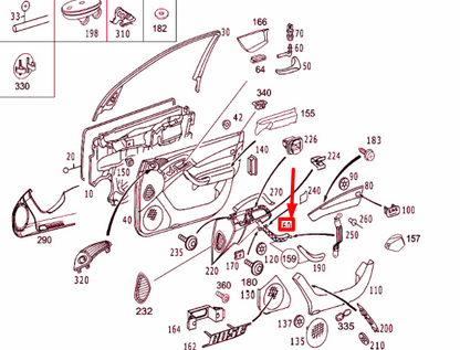 NEW MB S W220 FRONT RIGHT DOOR HANDLE LOWER PART A22081002547D43 ORIGINAL