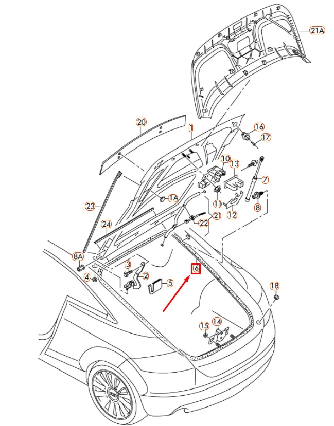 NEW AUDI TT 8J COUPE REAR LID SEAL 8J8827705A