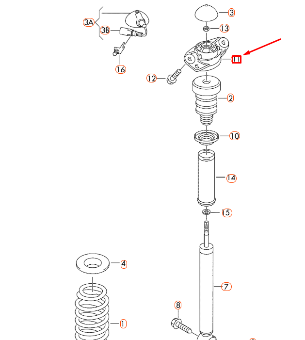 NEW AUDI A1 8X REAR UPPER SHOCK ABSORBER BEARING 3C0513353C ORIGINAL