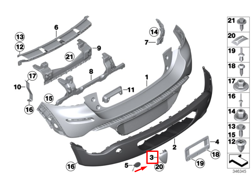 new mini paceman r61 rear bumper left chrome frame 9809961 51129809961 original