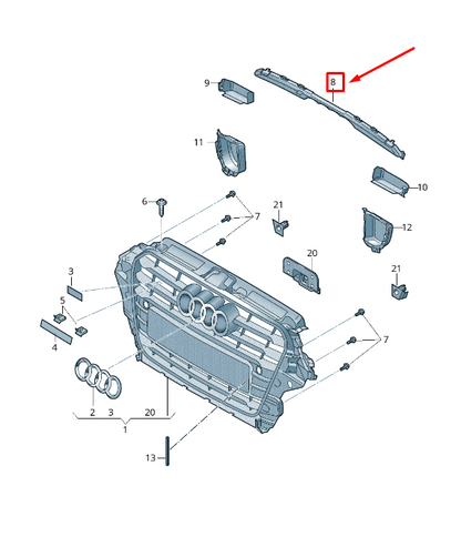 new audi a3 sportback 8v front radiator grille cover 8v3853037b original