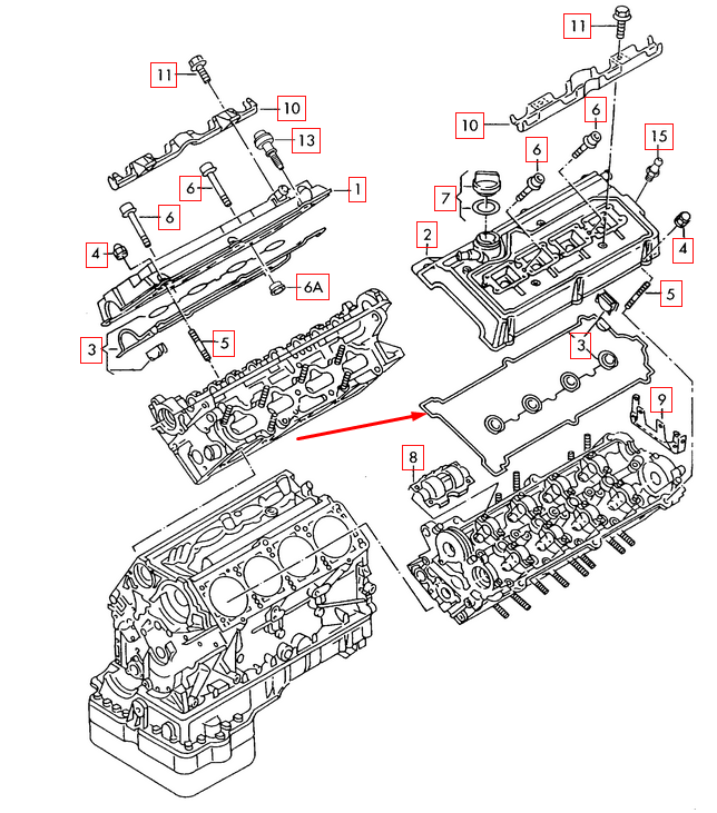 NEW AUDI A8 D3 ENGINE VALVE COVER GASKET 077198025A 3.7 PETROL ORIGINAL