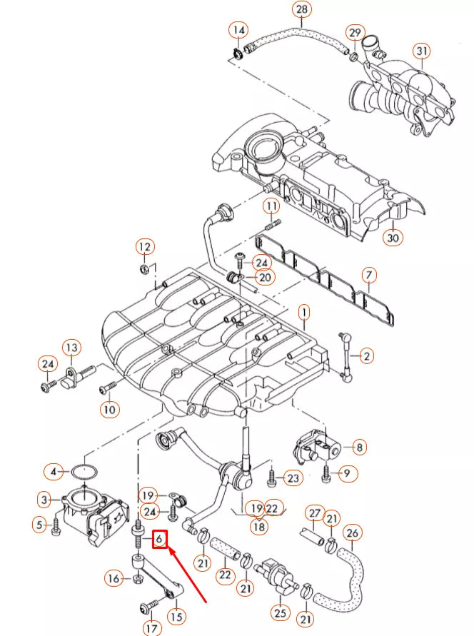 NEW AUDI A1 MK1 INTAKE MANIFOLD BONDED RUBBER BUSH 06F121273A ORIGINAL