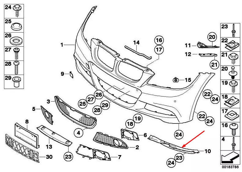 NEW BMW 3 E90 FRONT BUMPER RIGHT PRESSURE LIP SEAL 51717892698 7892698 ORIGINAL
