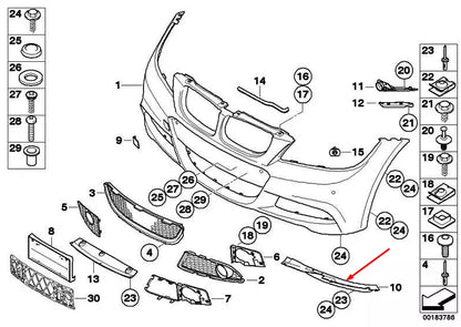 NEW BMW 3 E90 FRONT BUMPER RIGHT PRESSURE LIP SEAL 51717892698 7892698 ORIGINAL