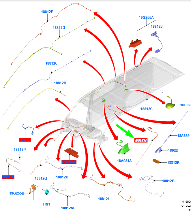new ford transit custom mk1 aerial extension cable 2189730 original