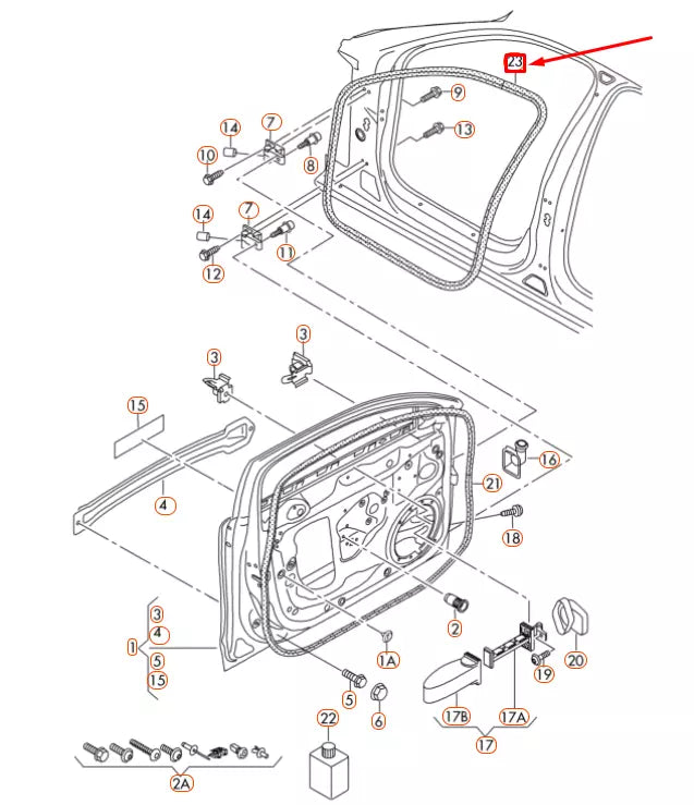 NEW AUDI A4 B8 FRONT INNER DOOR SEAL RUBBER 8K0831721H ORIGINAL