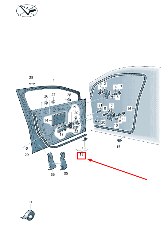 new vw golf vii variant ba mk7 front left door seal rubber 5g4837651b original
