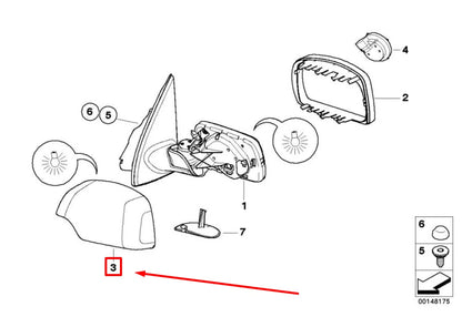 NEW BMW X5 E53 FRONT LEFT DOOR MIRROR FRAME 8266733 51168266733 ORIGINAL
