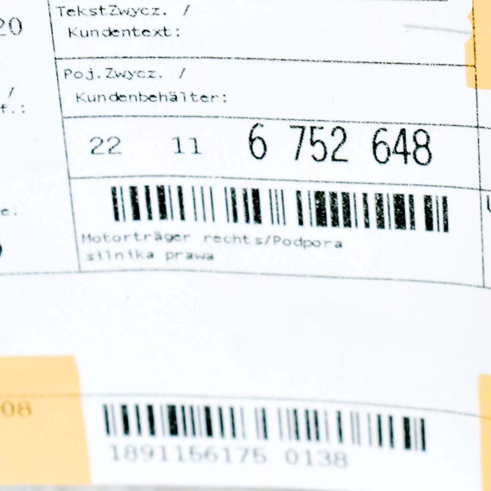 NEW BMW 5 E39 ENGINE RIGHT SUPPORT 22116752648 6752648 ORIGINAL