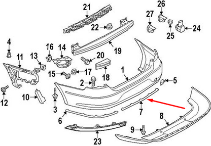 new volkswagen cc a6 rear bumper center molding chrome 3c8807443b2zz original
