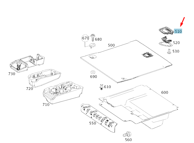 NEW MERCEDES-BENZ S W222 TRUNK FLOOR BRACKET A22268012149051 ORIGINAL