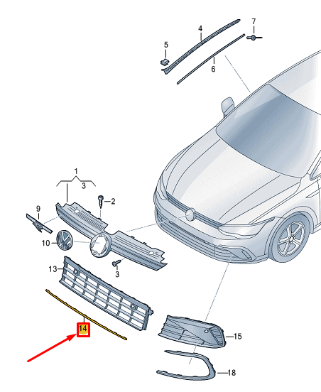 new vw golf cd mk8 front bumper center grille trim 5h0853765b041 original