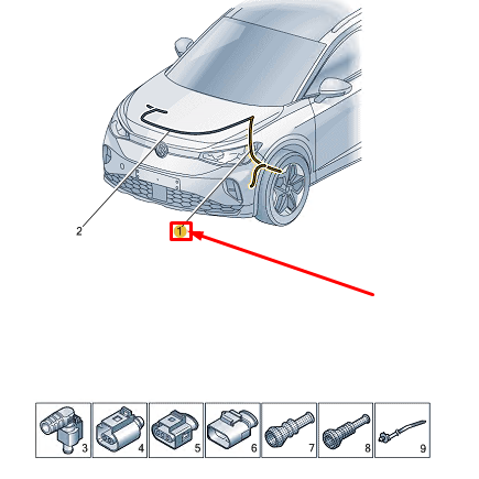 new vw id.3 e11 front left speed sensor wiring harness 1ea927903ae original