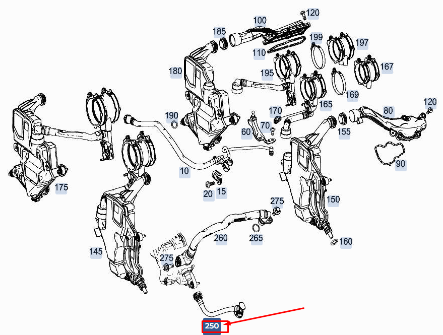 new mercedes-benz e w213 left engine vent line a1770108502 original
