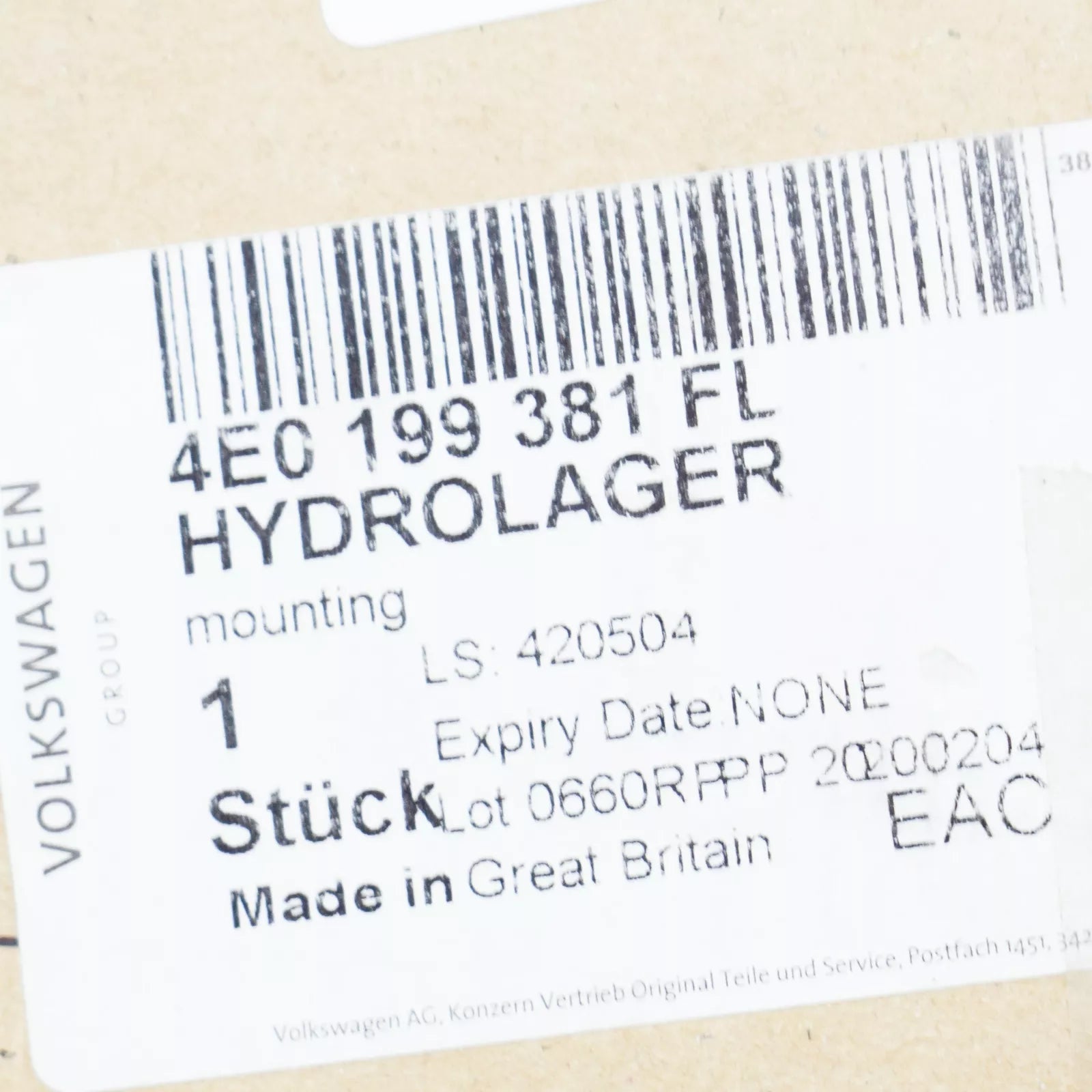 NEW AUDI A8 D3 LEFT ENGINE MOUNT 4E0199381FL ORIGINAL