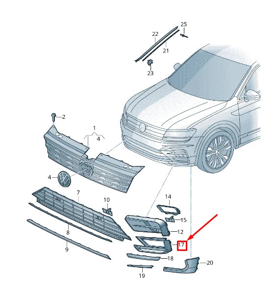 NEW VW TIGUAN AD FRONT RIGHT BUMPER VENT GRILLE 5NA853666E041 ORIGINAL