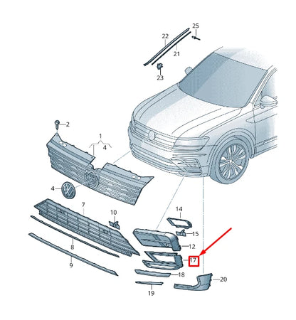 NEW VW TIGUAN AD FRONT RIGHT BUMPER VENT GRILLE 5NA853666E041 ORIGINAL
