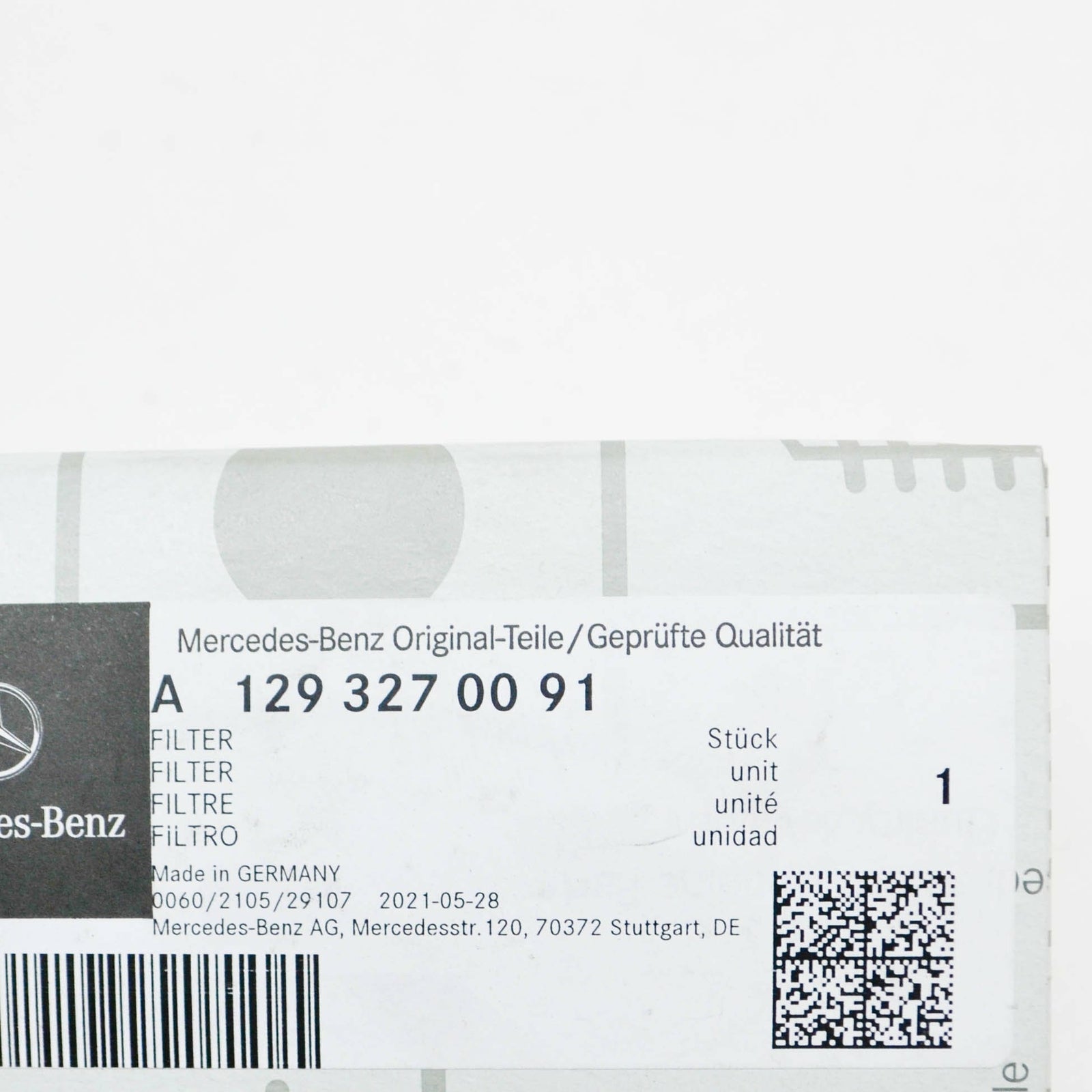 NEW MB SL R129 SUSPENSION SELF-LEVELING UNIT FILTER A1293270091 ORIGINAL